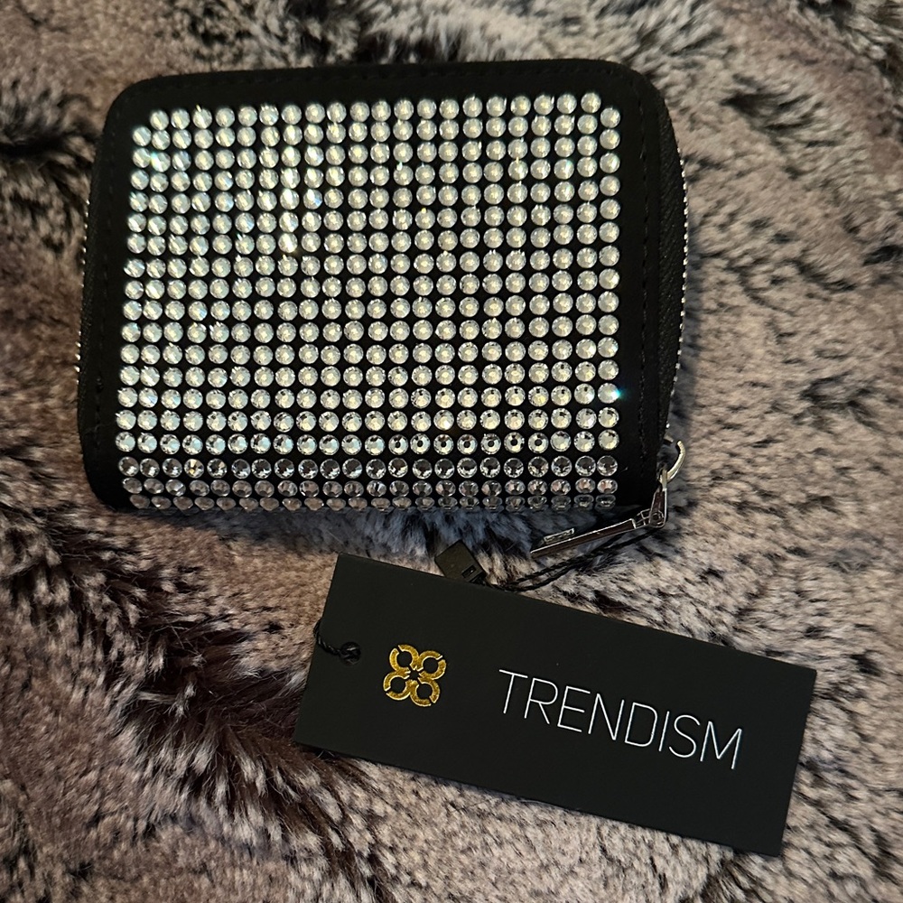 Rhinestone Zip Card Wallet